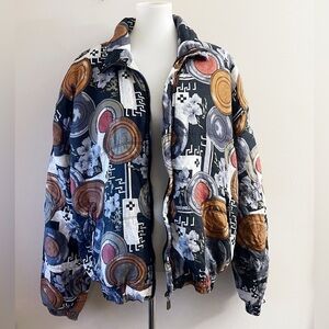Vintage Fuda International Silk 90s Patterned Novelty Bomber Jacket Fall